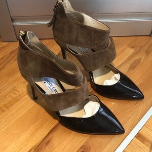 Jimmy Choo Black and Brown Suede Heels never worn floor models $895 retail size7
